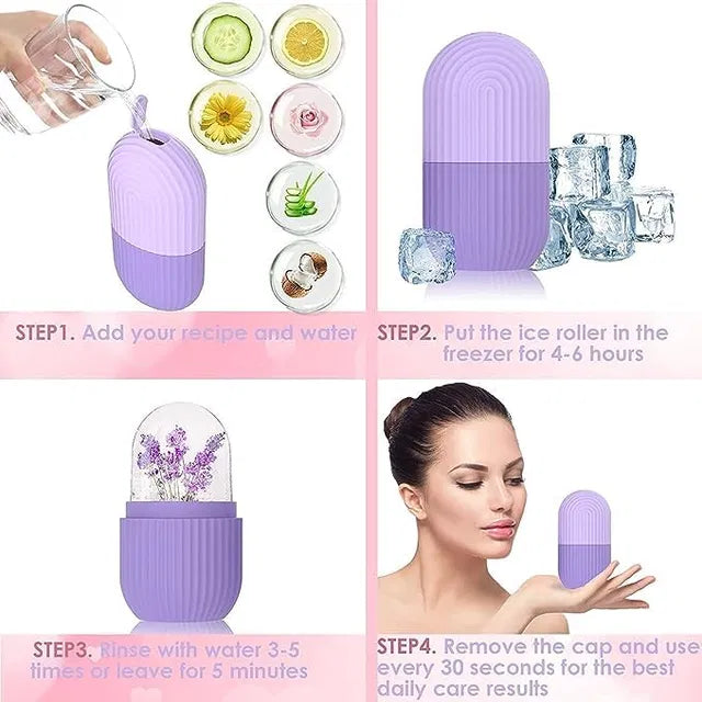 Ice Face Roller Silicone Facial Cube for Eyes Neck Massage Remove Dark Circle Pore Shrink Face